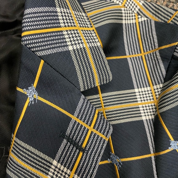 BURBERRY Made in Italy Bold Check Silk Blend Patch Pocket Blazer Size 8 - Picture 2 of 10